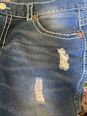 True Religion Ricky Super T Men’s Jeans Blue Patch Thick Stitch Size 40x34